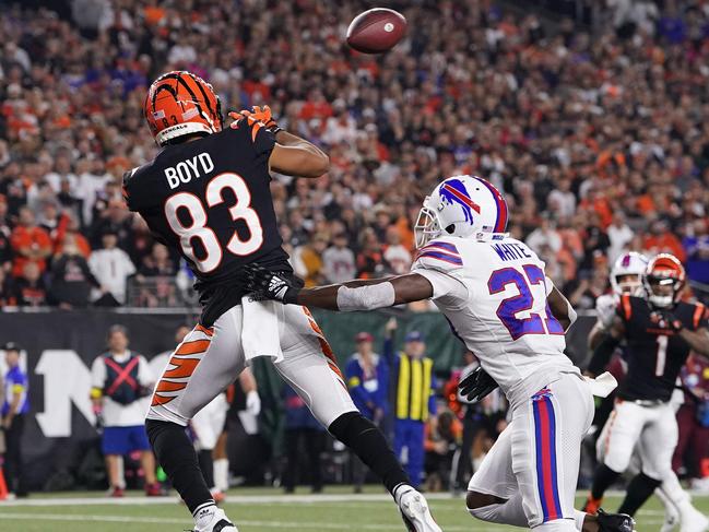 The Bengals’ Tyler Boyd caught the lone touchdown before the match against Buffalo was suspended. Picture: Dylan Buell / GETTY IMAGES NORTH AMERICA / Getty Images via AFP