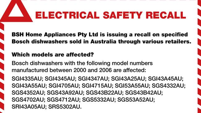 Bosch Recall Rebate