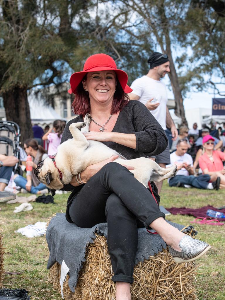 Richelle Griffiths and Fricka at the Cork and Fork festival on the waterfront Putney on Sunday May 19 2019. (AAP IMAGE / MONIQUE HARMER)