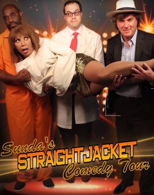 Pete Drysdale, Beverly Hills banker (far right) is part of Sunda’s Straight Jacket Comedy Tour. Source: YouTube