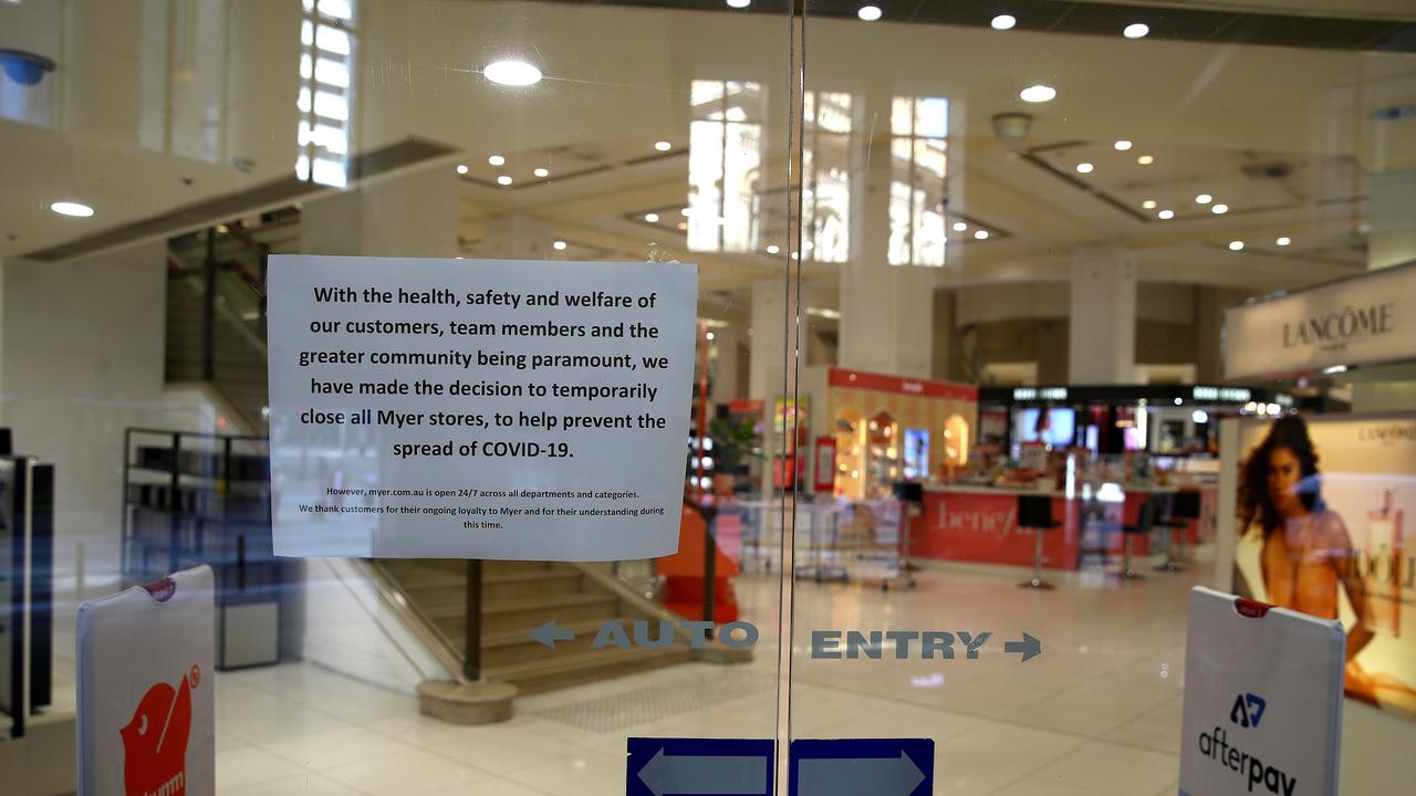 Myer in Sydney’s Pitt Street when it was closed to the public due to COVID. Picture: Toby Zerna