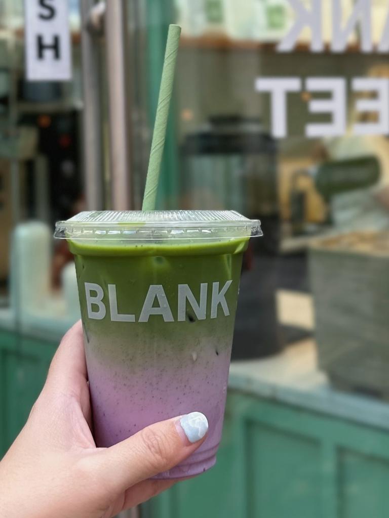 Blank Street's blueberry matcha. Picture: Instagram/@lareinabelle