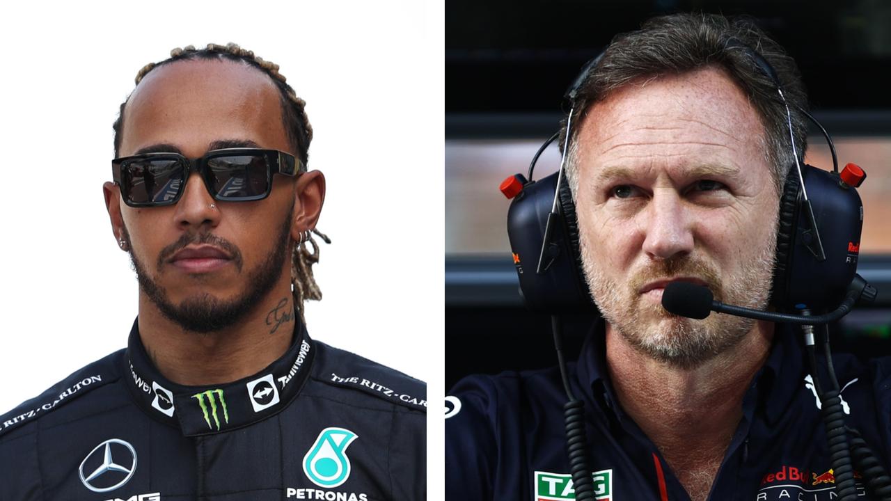 Christian Horner let his true feelings about Lewis Hamilton be known in an early scene of Drive to Survive. Picture: Getty Images