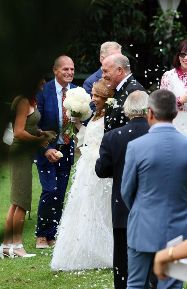 Rugby League legend Wally ''the king' Lewis, 65, has married his new 'queen' Lynda Adams in a picturesque ceremony at Brisbane's iconic heritage-listed St. Mary's Anglican Church at Kangaroo Point. Picture: WP Media