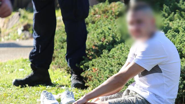 Tayne Clarkson, 21, during his arrest in Mt Druitt in July. Picture: NSW Police