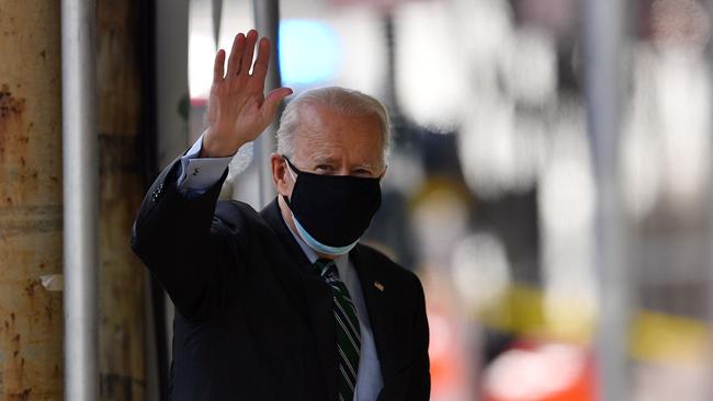 US President-elect Joe Biden arrives at The Queen theatre in Wilmington, Delaware, to introduce nominees for his science team. Picture: AFP