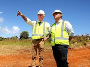 HOSPITAL SITE: NSW Deputy Premier John Barilaro and Member for Tweed Geoff Provest inspect the new Tweed Valley Hospital site at Cudgen. Picture: Scott Powick Daily News