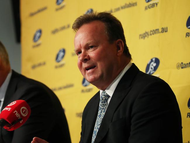 Australian Rugby Union CEO Bill Pulver at a press conference on the future of Super Rugby after announcement that one Australian team will be dropped from the competition. Picture. Phil Hillyard