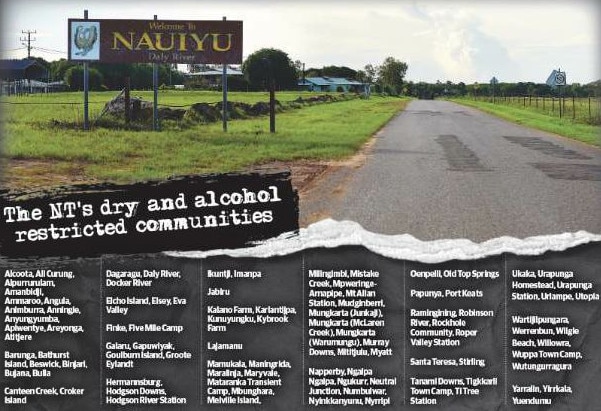 A list of dry communities in the Northern Territory.