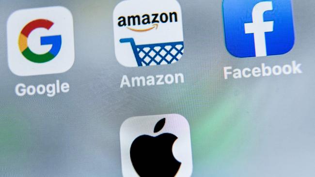 Mobile applications from Google, Amazon, Facebook and Apple. Picture: AFP