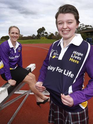 Relay for Life ambassador Kerry Hore, left, with Derwent Valley relay committee member Ellie Hayton,  17. Picture: KIM EISZELE