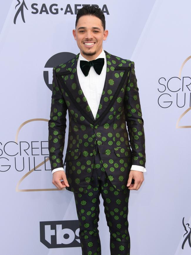 Anthony Ramos went all out in his suit as a nominee for A Star Is Born. Picture: AFP