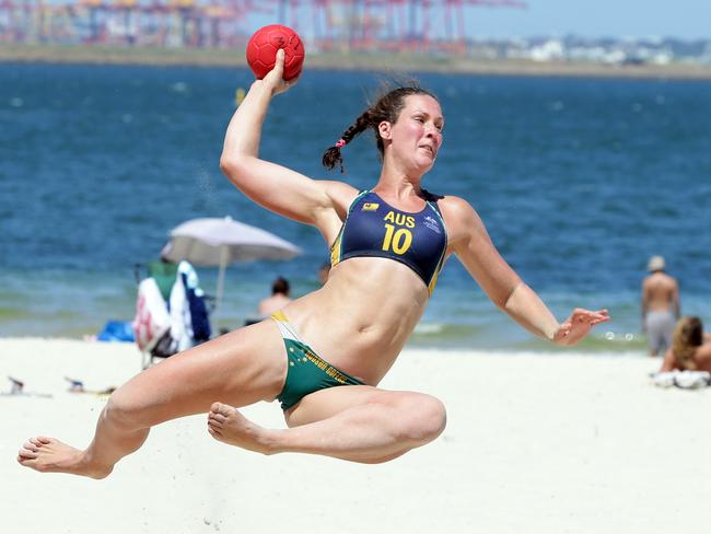 Team manager Allira Hudson-Gofers at the Junior Beach Handball Squad Training Camp at Brighton Beach, Brighton-Le-Sands. Picture: Craig Wilson