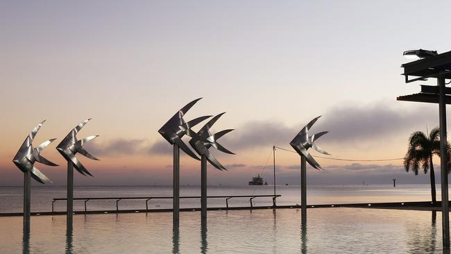 Sunrise over the Cairns Esplanade Lagoon. Picture: Brendan Radke