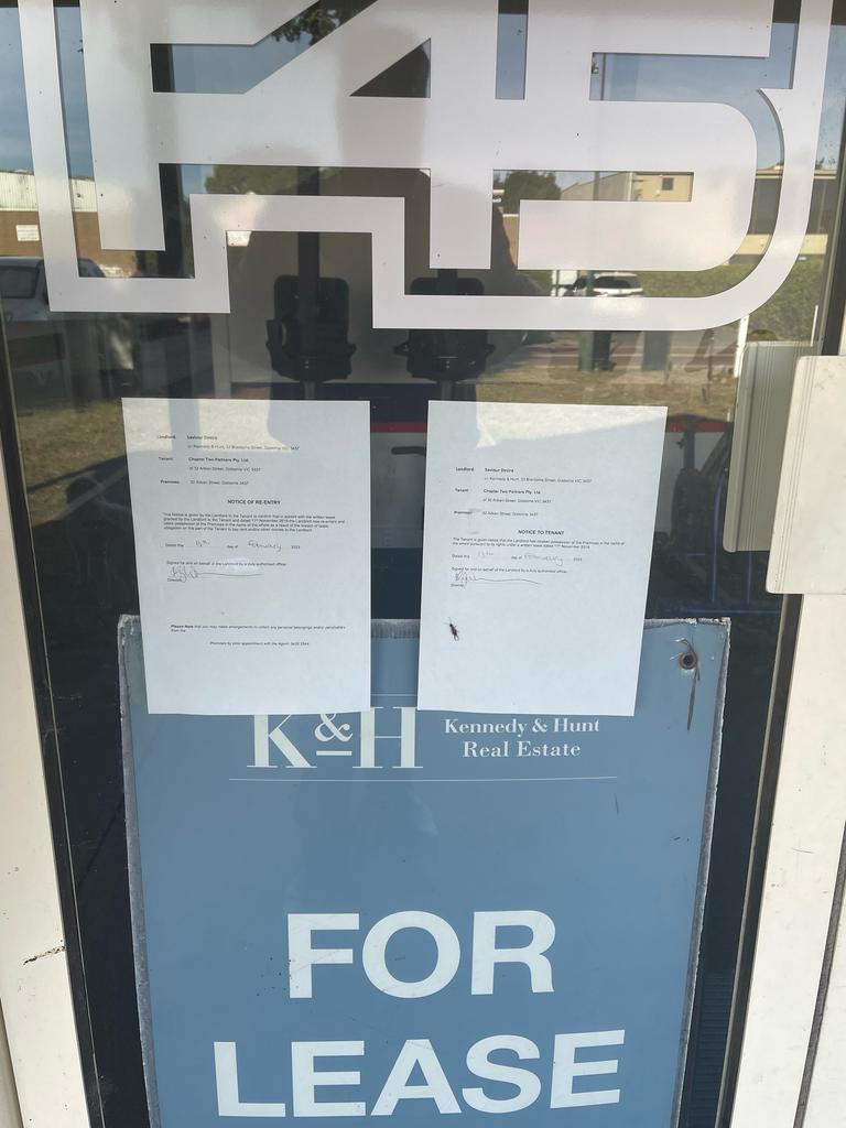 Eviction notices plastered on the door of F45 Gisborne.