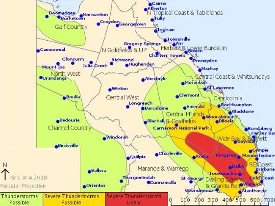 The Bureau of Meteorology's storm forecast for Tuesday.