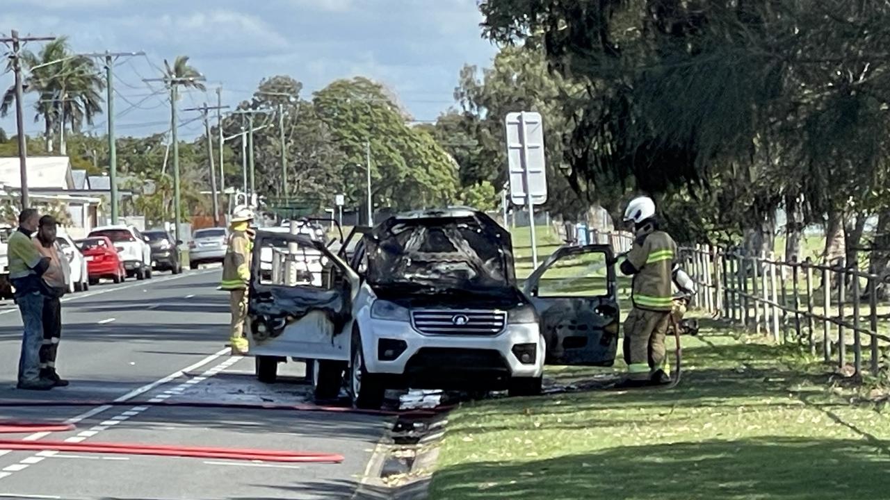 A car was on fire at Penn St, South Mackay around 10:00am on Tuesday, August 20, 2024. Picture: Fergus Gregg