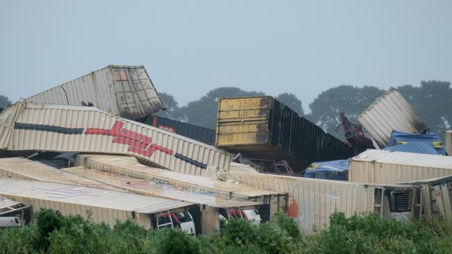 Freight train derailment at Inverleigh. Picture: Mark Wilson