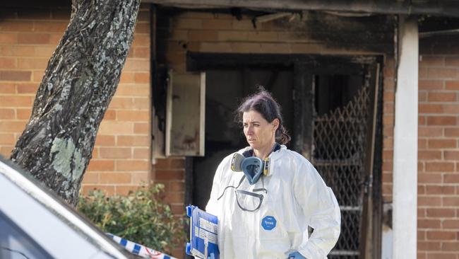 Emergency services personnel at the home in Freeman Street, Lalor Park. Picture: NewsWire / Simon Bullard