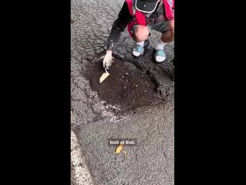 Fed-up landscaper fills pothole-riddled roads with flowers