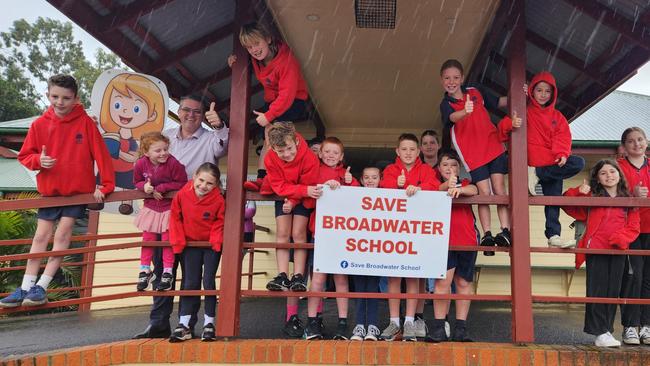 Broadwater Public School children with Clarence MP Richie Williamson at the Broadwater Town Hall campaigning to have their school rebuilt has paid off as on Wednesday July 17 it was announced their wish was granted. Picture: Supplied