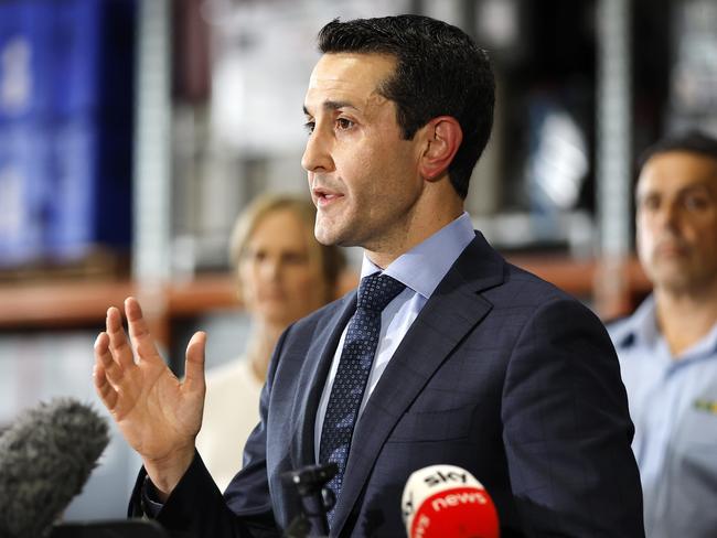 Qld Premier David Crisafulli pictured addressing the media over TC Alfred at QFD State Deployment Centre, Brisbane 4th March 2025.  (Image/Josh Woning)