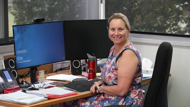 New Benowa State High School principal Alison Fahlbusch at work. Picture: Glenn Hampson