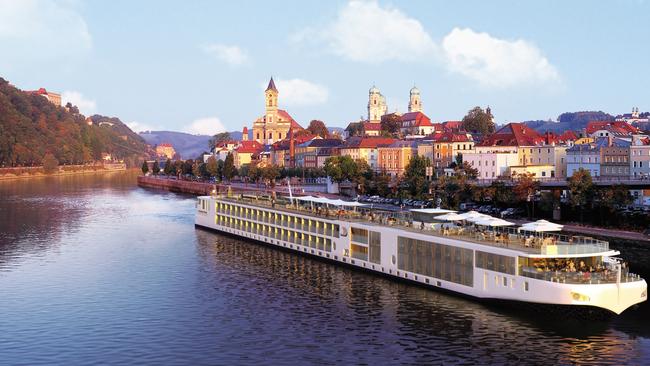 Viking river boat on the Danube in Passau.