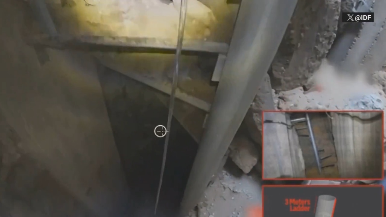 Israel Defence Forces have released a video claiming to show a tunnel used by Hamas underneath the Al-Shifa medical complex. 

The video claims to show a shaft on the grounds of the complex which goes 10 metres underground.

After a cut the video shows a tunnel which the IDF says is 55 metres long and used by Hamas militants.

Israel has repeatedly claimed Hamas is using the hospital as a command centre to justify attacks on or around the complex. 

Hamas has always denied the allegations and invited international agencies to investigate the facility.
