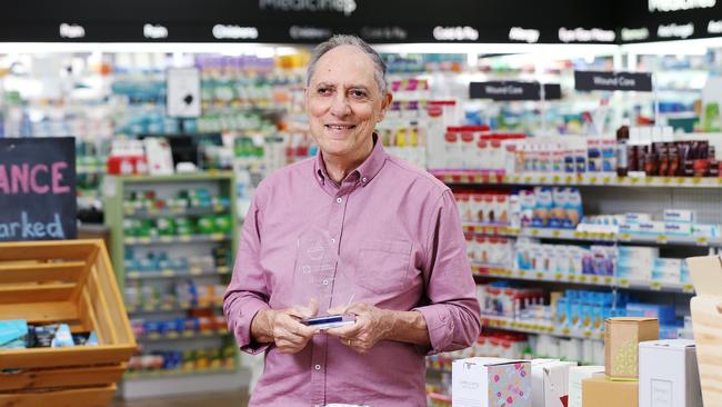 Founder of the Calanna Pharmacy Group, Mario Calanna, in 2021 received a life membership award from the Pharmacy Guild of Australia after 50 years in the industry. Picture: Brendan Radke