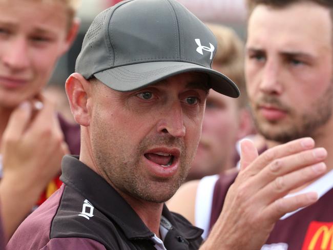 Ballarat FL footy: Melton v Sebastopol: Melton coach Aaron TymmsSaturday, May 1, 2021, in Harkness, Victoria, Australia. Picture: Hamish Blair