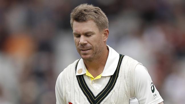 David Warner was out for a second ball duck in the fourth Ashes Test at Manchester on Wednesday. Picture: Getty Images