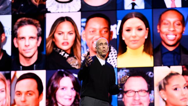 Film producer and Quibi founder Jeffrey Katzenberg speaks about Quibi at the 2020 Consumer Electronics Show in Las Vegas. Picture: AFP