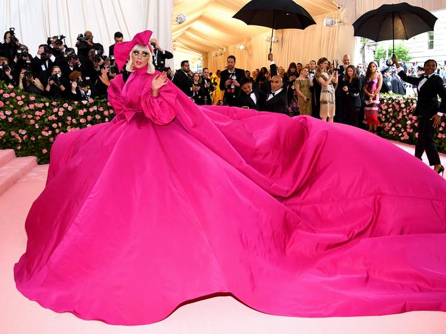 Lady Gaga arrived wearing this … but not for long. Picture: Getty Images