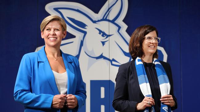 North Melbourne CEO Jen Watt and President Sonja Hood are chasing silverware this weekend. Picture: David Caird