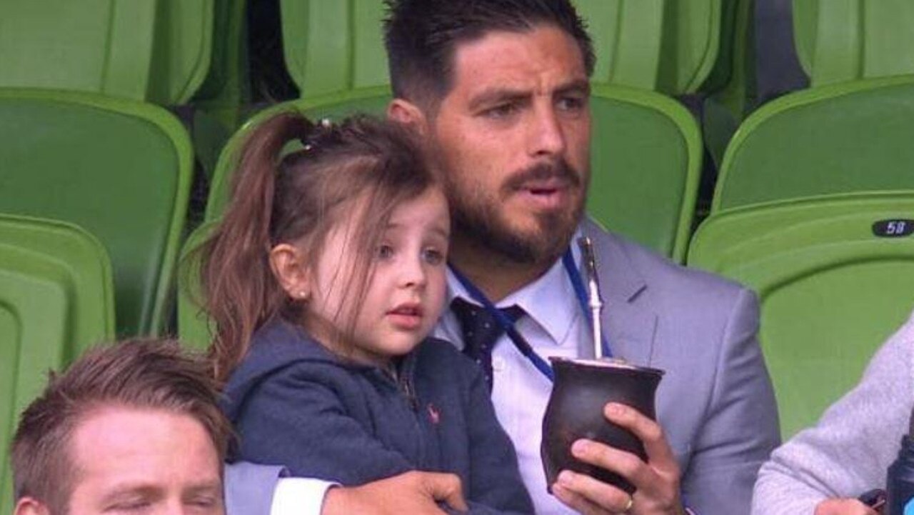 Bruno Fornaroli watches on from the stands.