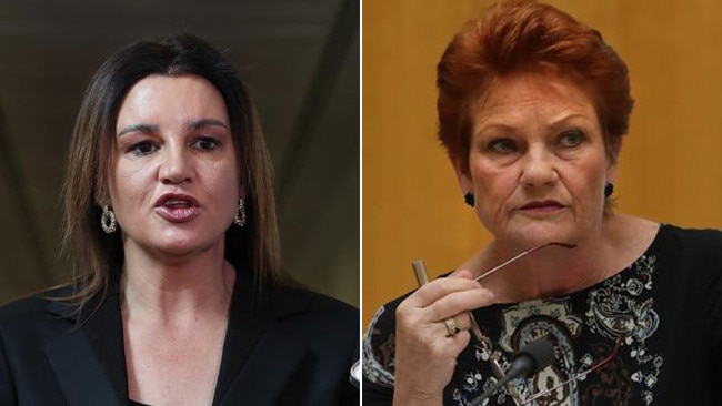 Jacqui Lambie, left, and Pauline Hanson want union-busting bill amendments released. Pictures: Kym Smith