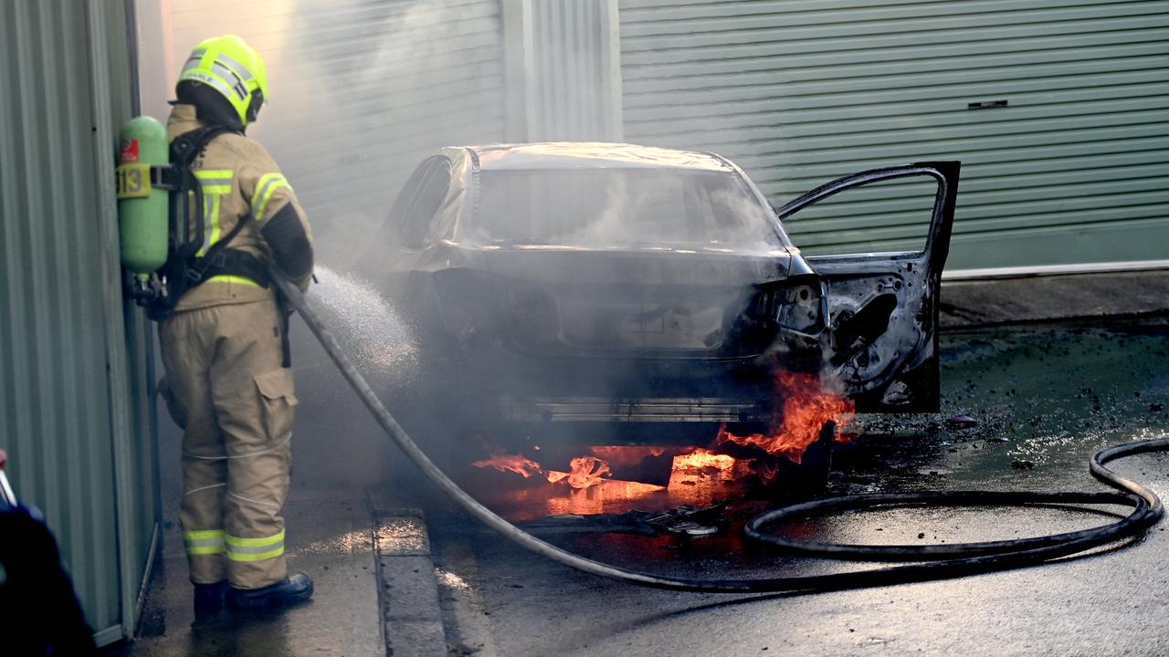 Firefighters were called to extinguish the car fire in Alexandria. Picture: Jeremy Piper