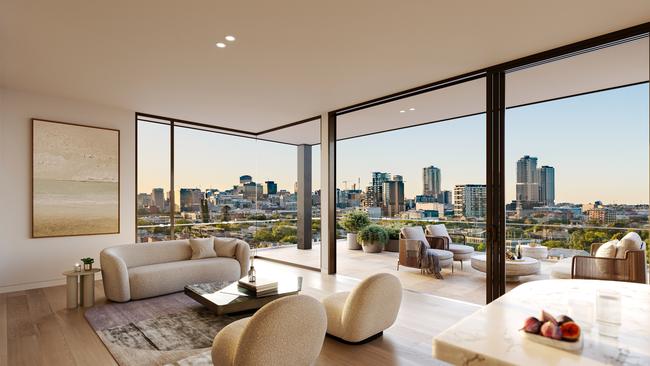 Artist's impression of the $130m luxury apartment development at 200 East Tce, Adelaide. Penthouse. Picture: Supplied by Global Intertrade and Minuzzo Project Management