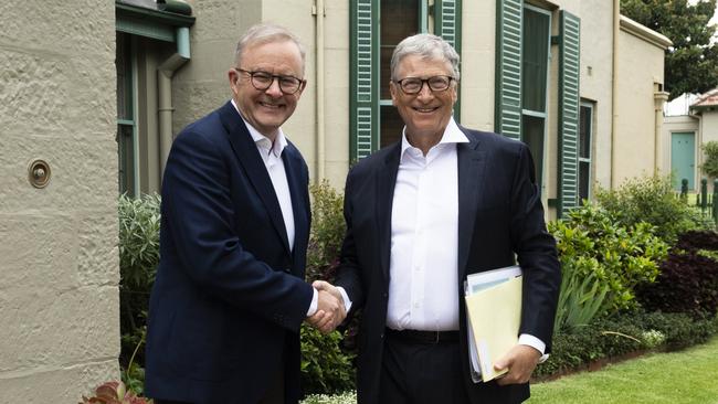 Anthony Albanese and Bill Gates meet at Kirribilli House in January. Picture: Rhett Wyman / /NCA NewsWire