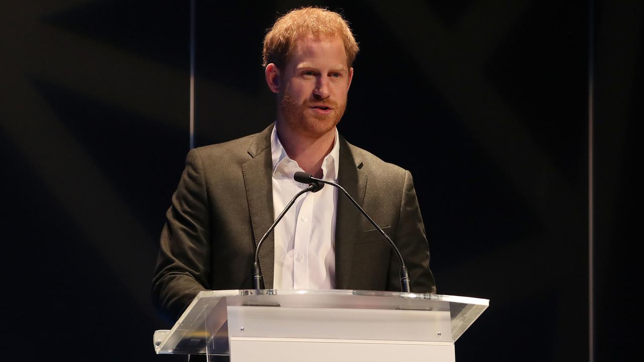 Prince Harry takes the stage in Edinburgh. Picture: Andrew Milligan-WPA Pool/Getty Images
