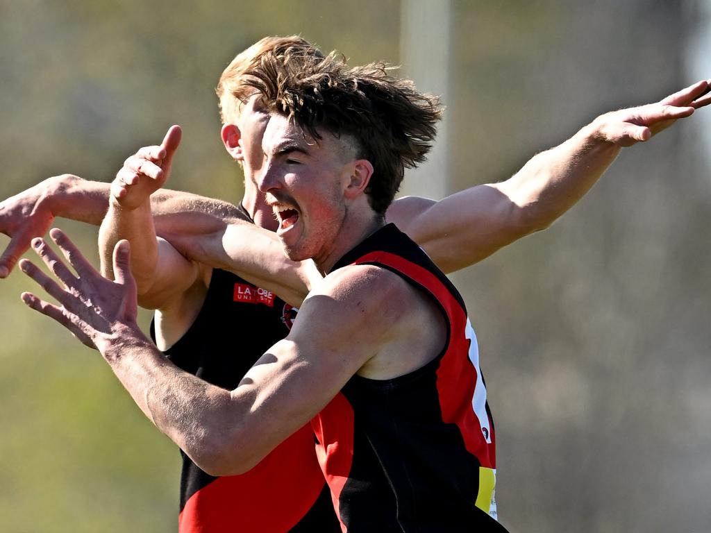 Finnbar Maley playing local footy for Eltham last year. Picture: Andy Brownbill