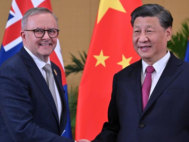 Australia's Prime Minister Anthony Albanese meets China's President Xi Jinping in a bilateral meeting during the 2022 G20 summit in Nusa Dua, Bali, Indonesia, Tuesday, November 15, 2022. (AAP Image/Mick Tsikas) NO ARCHIVING