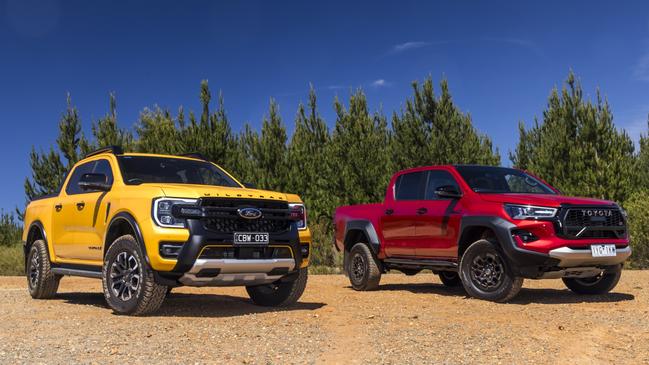 The Toyota HiLux and Ford Ranger are separated by less than 400 sales. Picture: Mark Bean