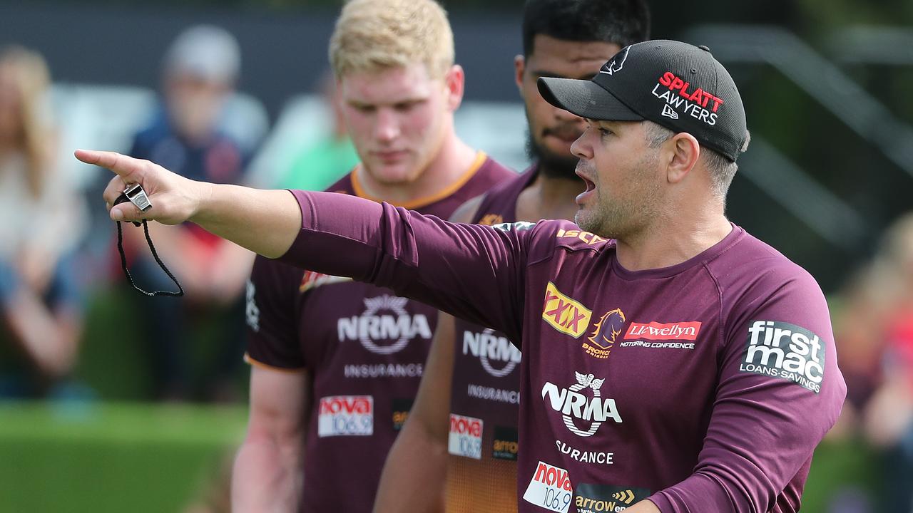 Coach Anthony Siebold. The Brisbane Broncos training at Red Hill. Pic Peter Wallis