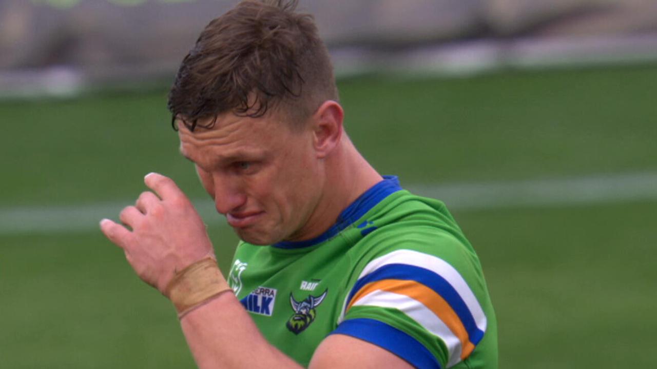 Raiders star Jack Wighton in tears after the game.