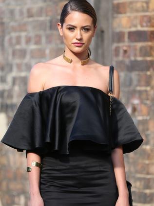 Jesinta Campbell bares her black bra in sheer top at Fashion Week