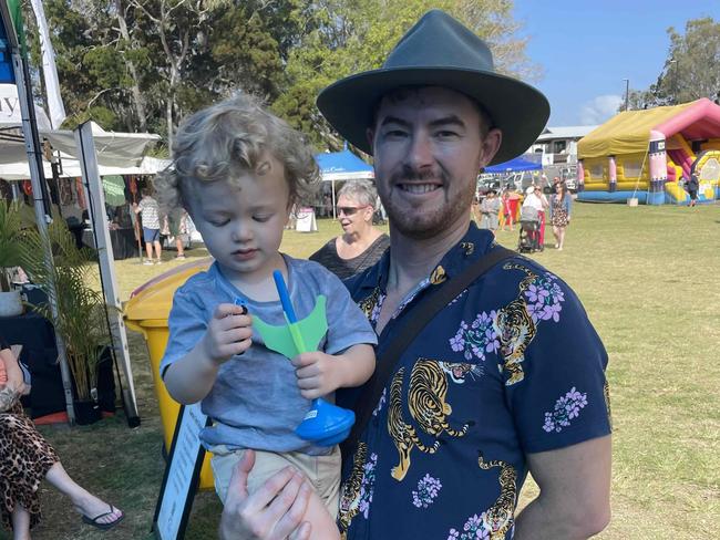 Zack Sokol with his son Lane West at the Fraser Coast Flavours Festival at Seafront Oval on September 1, 2023.