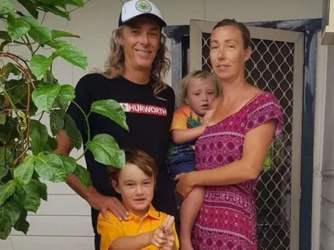 The Dean family are receiving widespread support from the Coffs Coast communities after Steve, far left, suffered a heart attack while surfing. Picture: Supplied.