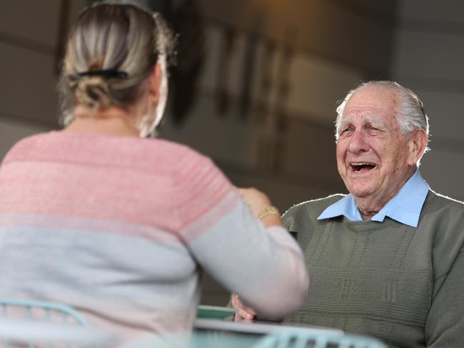 The 90-year-old has been purchasing a stranger a coffee nearly every morning for the past three years. Picture: Robert Pozo